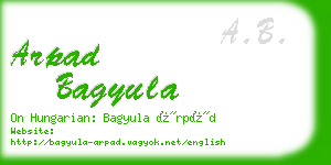 arpad bagyula business card